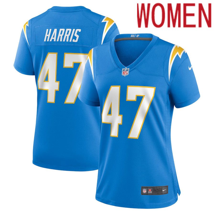 Women Los Angeles Chargers #47 Josh Harris Nike Powder Blue Game NFL Jersey->women nfl jersey->Women Jersey